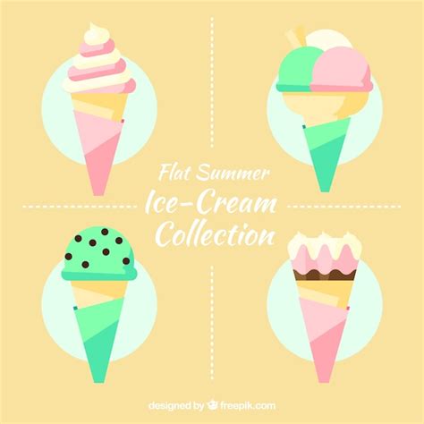 Delicious ice-creams in pastel colors | Free Vector
