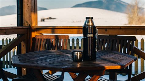 Wallpaper thermos, table, mountain, resort hd, picture, image