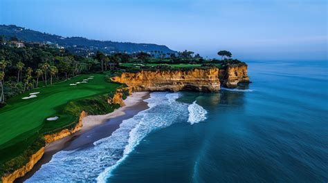Stunning Aerial View of Oceanside Golf Course Dramatic Cliffs and Waves ...