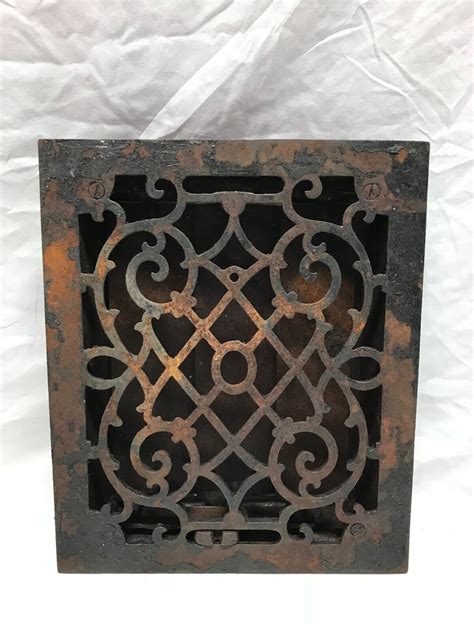 Antique Cast Iron Arts & Crafts Heat Grate Floor Register 8x10 VTG Old ...