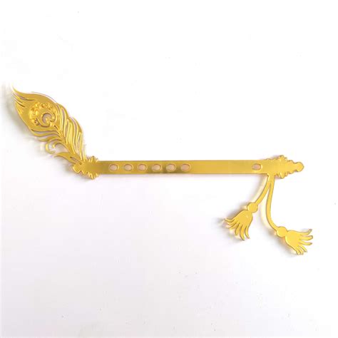 Acrylic Cutout Krishna Flute with Peacock Feather