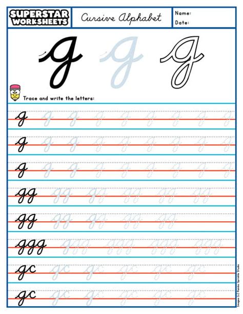 Cursive G - Superstar Worksheets