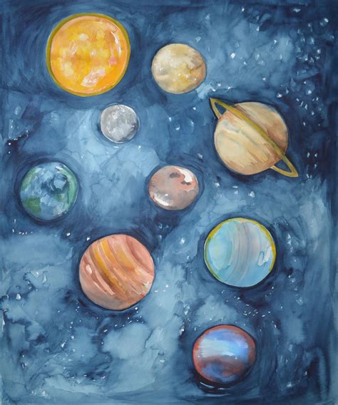 Watercolor Planets Space