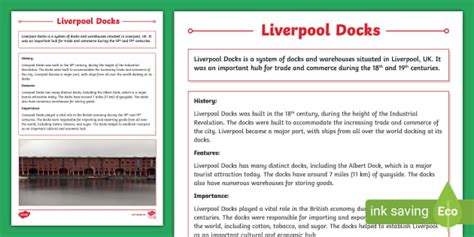 Liverpool Docks Fact File (teacher made) - Twinkl