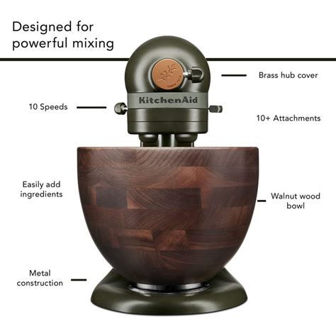 KITCHENAID Stand Mixer with Wooden Bowl, Evergreen | Canadian Tire