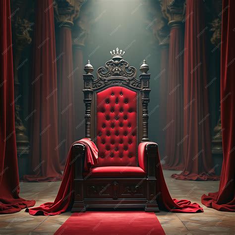 Luxurious red velvet throne with royal crown in majestic hall | Premium ...