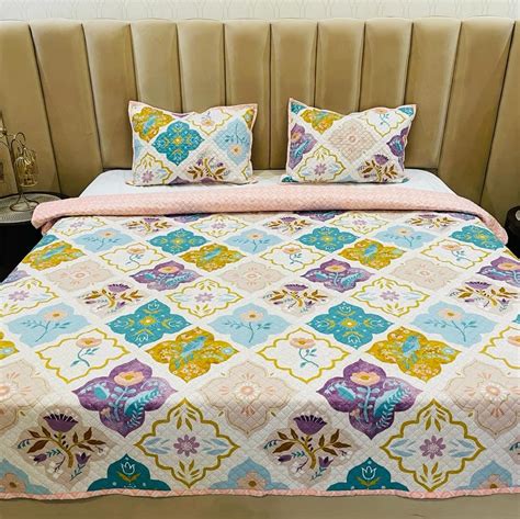 Buy Subtlespreads Premium Cotton Feel Quilted Bedcover for Double Bed ...