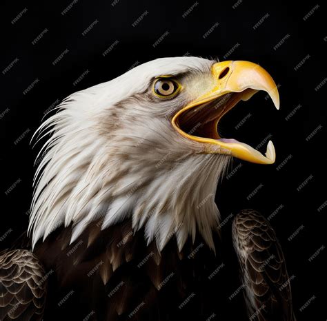 Premium Photo | A black background contains a bald eagles head