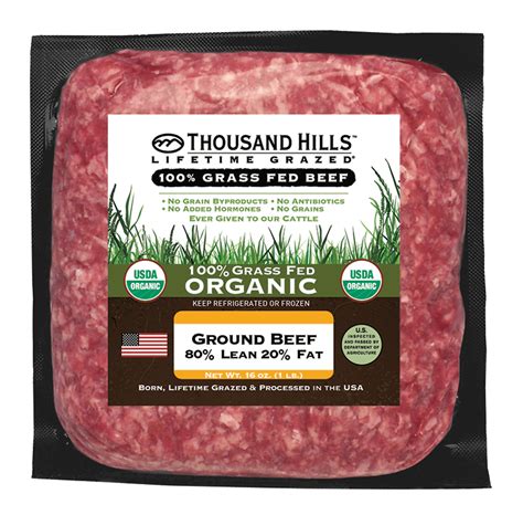 Organic 80/20 Grass Fed Ground Beef | 100% Grass Fed | Thousand Hills ...