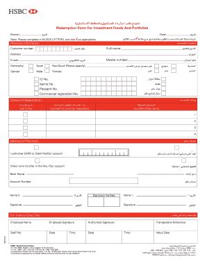 Fillable Online Redemption Form-1 - HSBC Saudi Arabia Fax Email Print ...