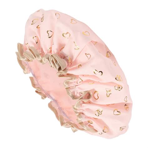 1 Pc Women's Double Layer Heart-shaped Shower Cap for Bathroom Vacation ...