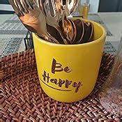 Buy Chumbak Be Happy Ceramic Yellow Jar(400ml) Online at Low Prices in ...