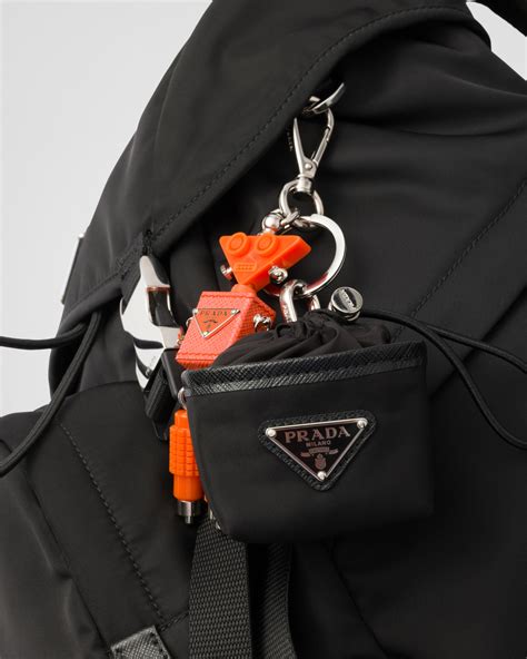 Black Re-nylon Mini Pouch Bag Charm | PRADA