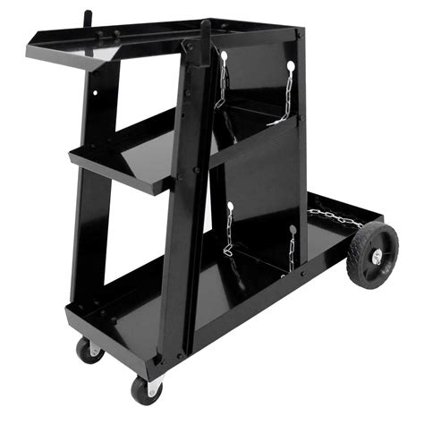 Buy ECD Germany Welding Cart Black Trolley with 3 Shelves Workshop ...
