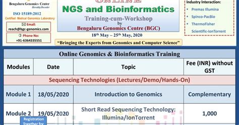 BGC ONLINE Next Generation Sequencing Training | From 18th May 2020