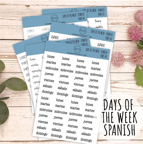 Days of the Week Planner Sticker in Spanish. Stickers for College Plan ...
