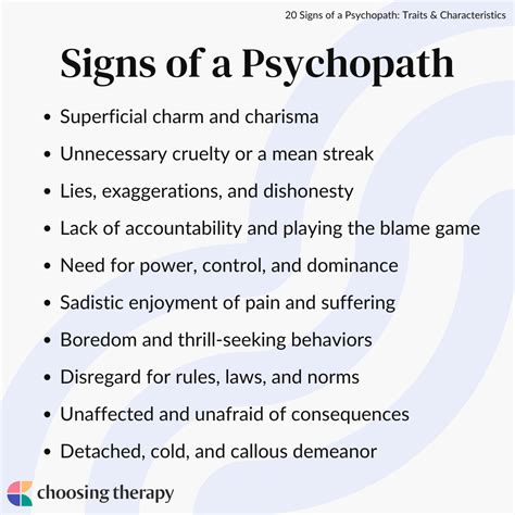 SIGNS OF PSYCHOPATHY - 56thst.com
