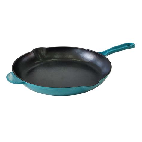 Teal Enameled Cast Iron Fry Pan, 12"