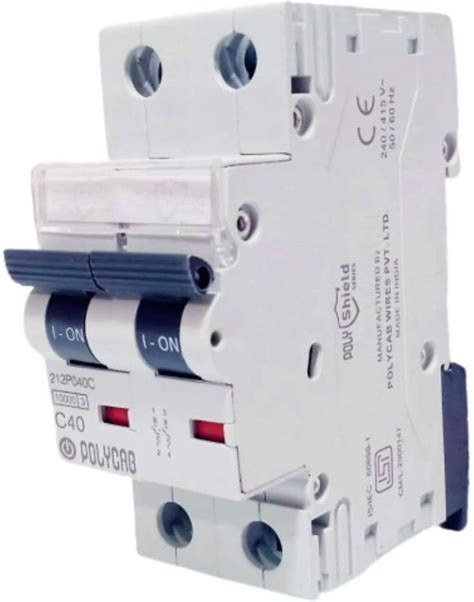 Polycab 40A C-Curve DP MCB Miniature Circuit Breaker Electrical MCB MCB ...