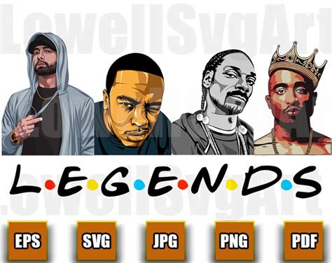 Rap Legends Clipart, Rappers Bundle, 2pac, Eminem, Snoop Dog, Hip Hop ...