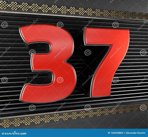 Number 37 Thirty Seven Red Sign 3D Rendering Isolated on White ...
