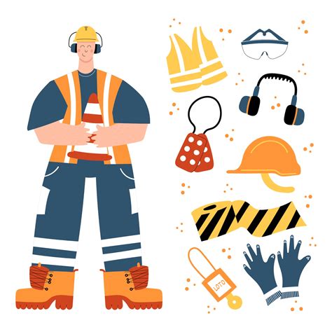 Road Worker holding traffic safety cone with safety equipment clipart ...