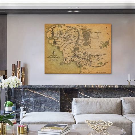 Buy Middle Earth Map Canvas Wall art - Map of Middle Earth Poster ...