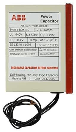 ABB Power Capacitor, Metal, 440 V, 1.31. A, 1 KVAr, 144 cm x7 cm x 160 ...