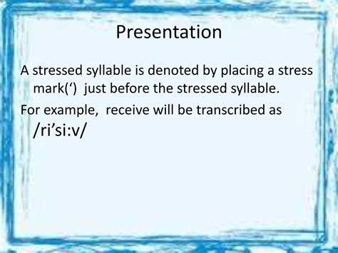 Syllable and Word stress | PPTX