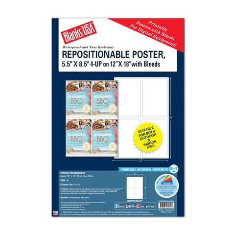 Repositionable Poster | RPDE059V4WH | Blanks/USA