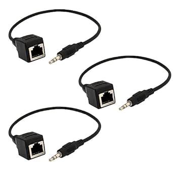 Maxmoral 3pcs 3.5mm 1/8" Stereo Male Plug to RJ45 Female Extender Over ...