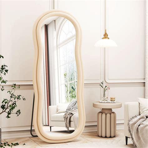 Anyrose 63"x24" Wavy Floor Mirror Arched Cloud Shaped Full Length ...