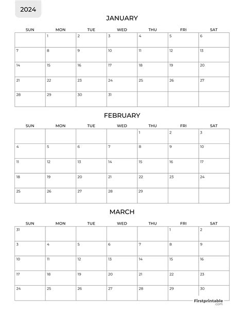 FREE 3 Month Calendars 2024