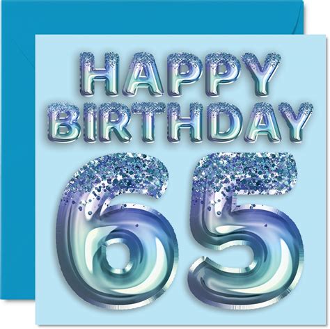 Amazon | 65歳の誕生日カード 男性用 ブルーグリッターパーティーバルーン ハッピーバースデーカード 65歳の男性 おじさん ポップ ...