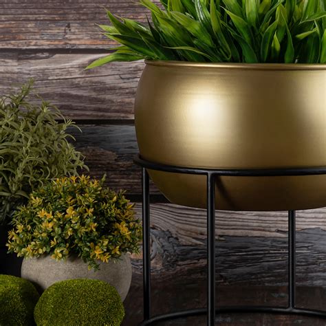 Gold Metal Table Planter with Stand | Indoor Plants & Flowers – Metalsmith