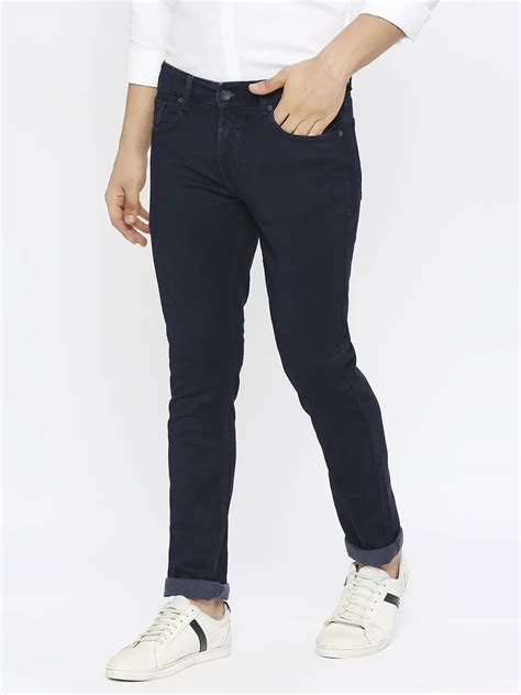 Spykar Men Blue Indigo Cotton Stretch Regular Fit Narrow Length Clean ...