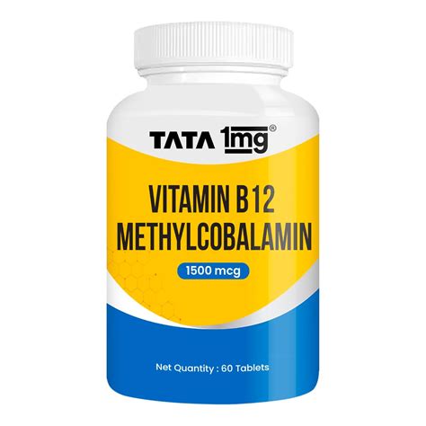 Tata 1mg Vitamin B12 Methylcobalamin 1500 mcg Tablets | Active B12 for ...