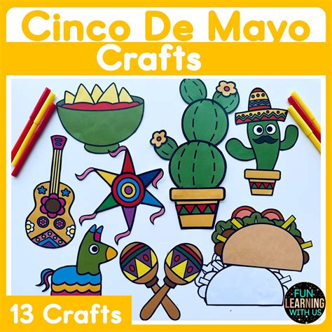 Cinco De Mayo Crafts | Cactus, Pinata, Taco, Maracas, Skull Bulletin ...