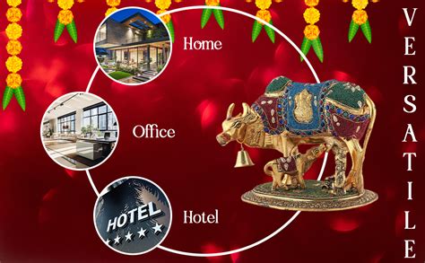 Buy LABHCART Handcrafted Brass Golden Kamdhenu Cow with Calf, Vastu Gau ...