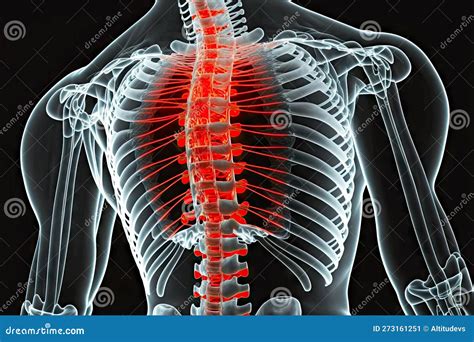 Thoracic Spine Pain and Diseases in Ribs and Upper Vertebra Stock Image - Image of anatomy ...