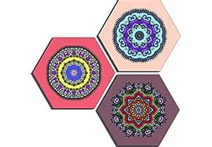 SAF paintings Set of 3 Hexagon Rangoli modern art MDF Board UV Textured ...
