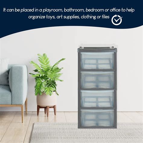 Buy GABZ 4 Tier Storage Chest Drawers | Plastic Drawers Storage Unit ...