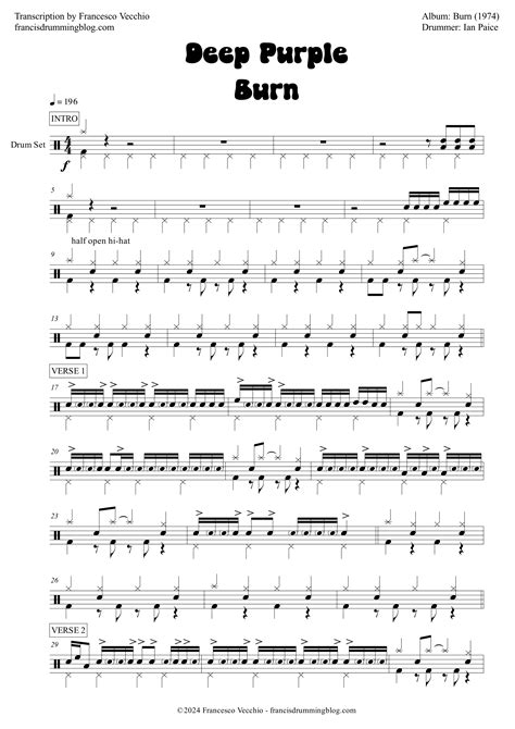Ian Paice: Deep Purple - Burn (Full Drum Transcription) - Francis ...