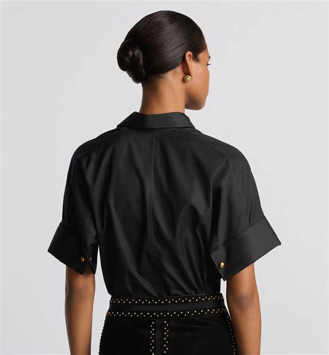 Short-Sleeved Blouse Black Cotton Poplin | DIOR