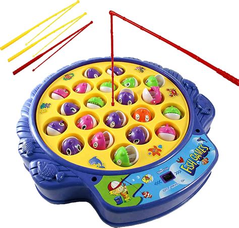 Amazon.com: Haktoys Fishing Game Toy Set with Rotating Board with Music ...