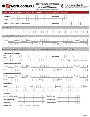 Fillable Online Application/consent form - Peninsula Health - Mercury ...