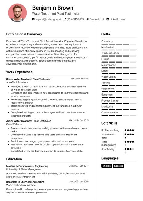 17 Water Treatment Plant Technician Resume Examples And Templates for ...