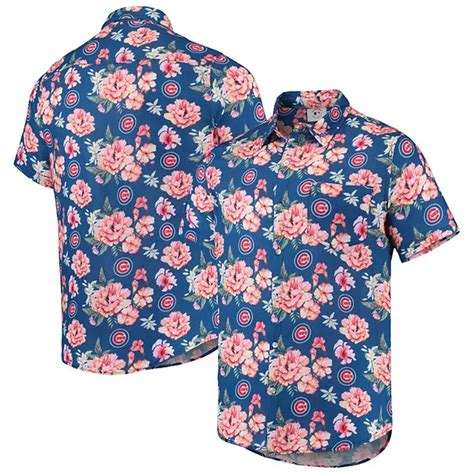 Men's FOCO Royal Chicago Cubs Floral Linen Button-Up Shirt