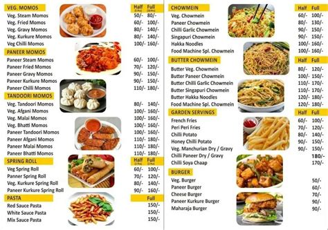 Menu at Food Machine, Delhi