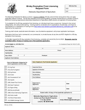 Fillable Online 60-day Exemption From Licensing Request Form Fax Email ...